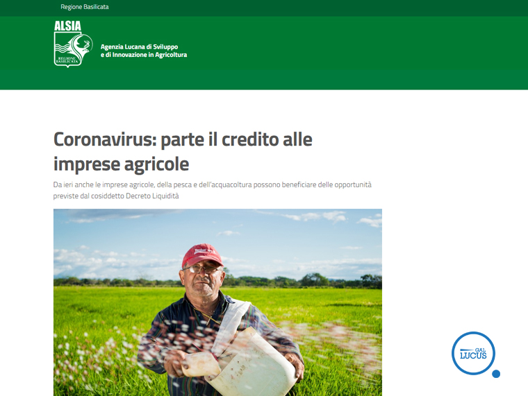 Coronavirus: parte il credito alle imprese agricole