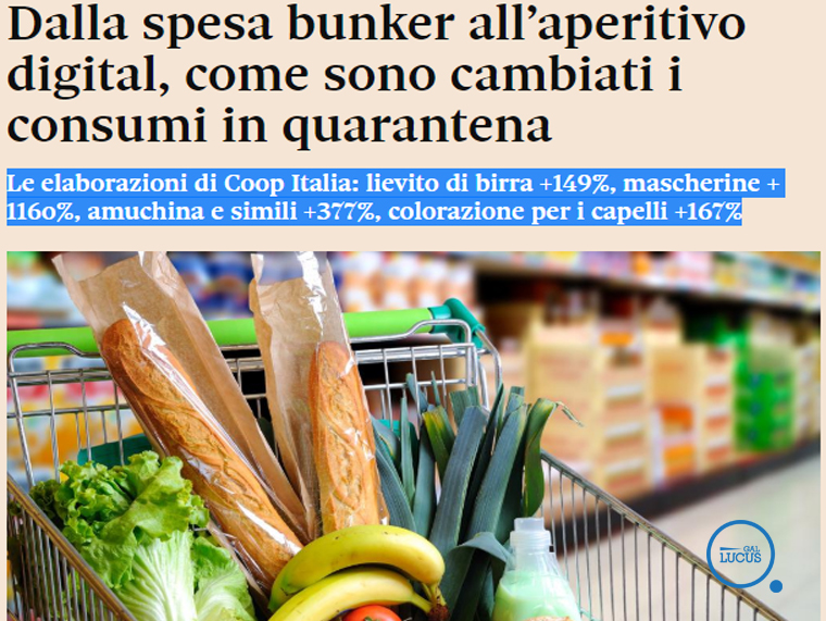 Dalla spesa bunker all’aperitivo digital, come sono cambiati i consumi in quarantena