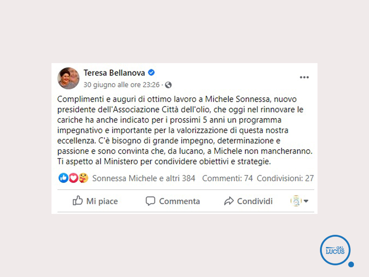 Entusiasmo l’elezione di Michele Sonnessa alla presidenza delle Città dell’Olio