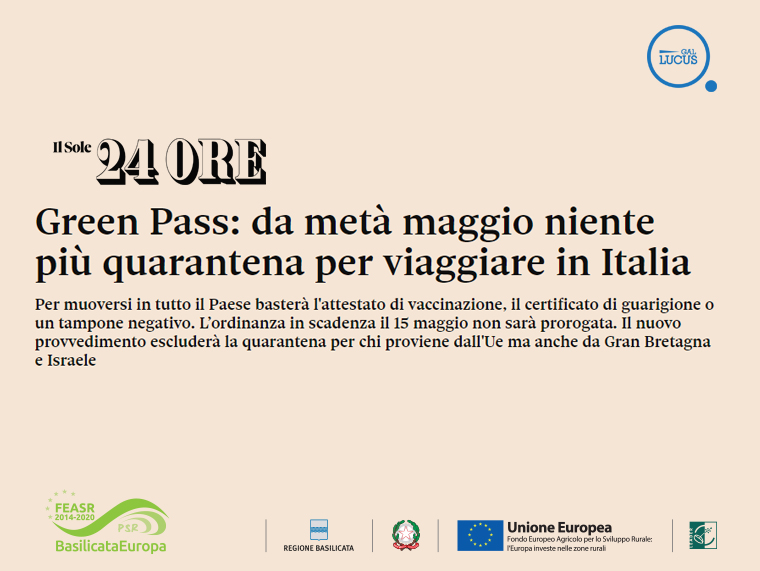 Green Pass: da metà maggio niente più quarantena per viaggiare in Italia