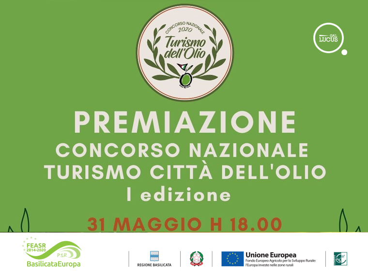 SAVE THE DATE – Lunedì 31 maggio H 18.00 PREMIAZIONE I EDIZIONE DEL CONCORSO NAZIONALE TURISMO CITTA DELL’OLIO